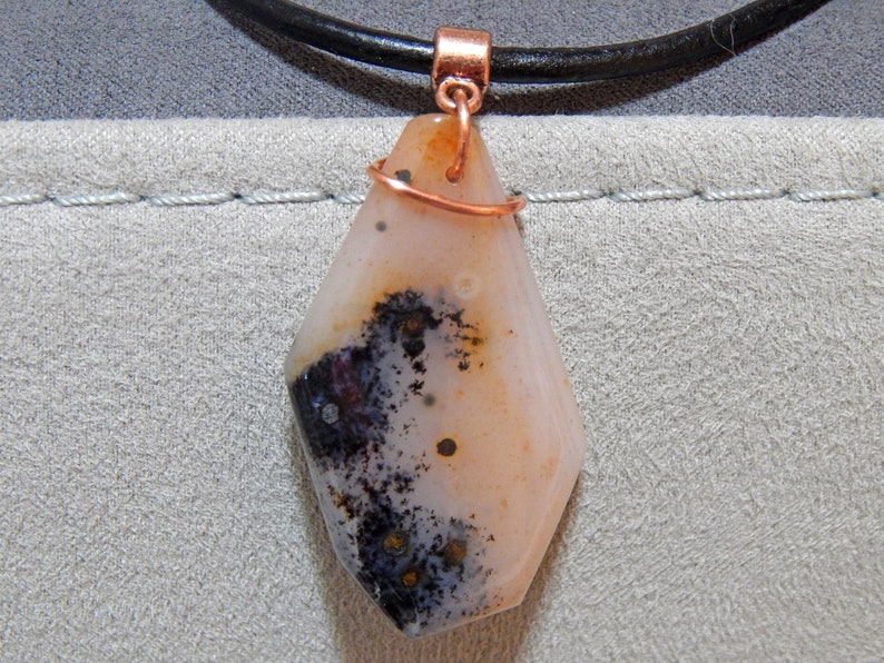 Dendritic necklace Dendritic Agate Necklace with copper wire dendritic pendant dendritic agate