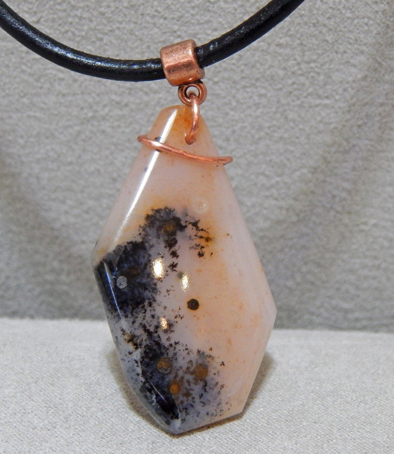 Dendritic necklace Dendritic Agate Necklace with copper wire dendritic pendant dendritic agate