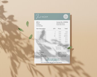 Minimalist Invoice Template | Printable Invoice Template | Small Business | Modern Client Invoice | Editable Template | Service Invoice | M9