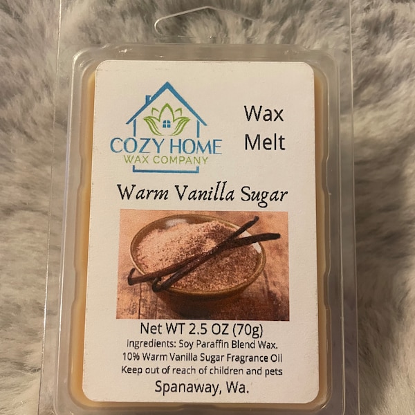 Warm Vanilla Sugar 2.5oz Wax Melt strong scent gift idea wax tart candle wax melter wax warmer home scent fun bakery holiday