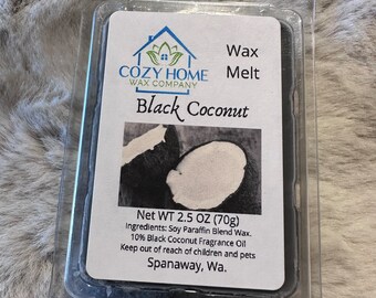 Black Coconut 2.5oz Wax Melt paraffin wax soy wax melt candle wax melter wax warmer votive home scent birthday gift Caribbean exotic fun