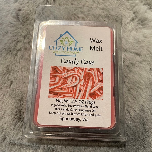 Candy Cane 2.5oz Wax Melt peppermint strong scent gift idea wax tart candle wax melter wax warmer home scent fun candy scent sweet birthday