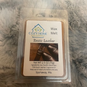 Rustic Leather 2.5oz Wax Melt strong scent gift idea wax tart candle wax melter wax warmer home scent fun manly masculine scent