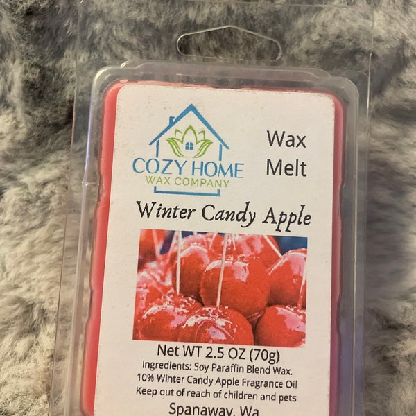 Winter Candy Apple 2.5oz Wax Melt strong scent gift idea wax tart candle wax melter wax warmer home scent fun holiday christmas bakery