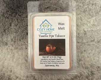 Vanilla Pipe Tobacco Wax Melt 2.5 oz gift wedding mother Christmas holiday  wax melter warmer manly masculine scent fathers day