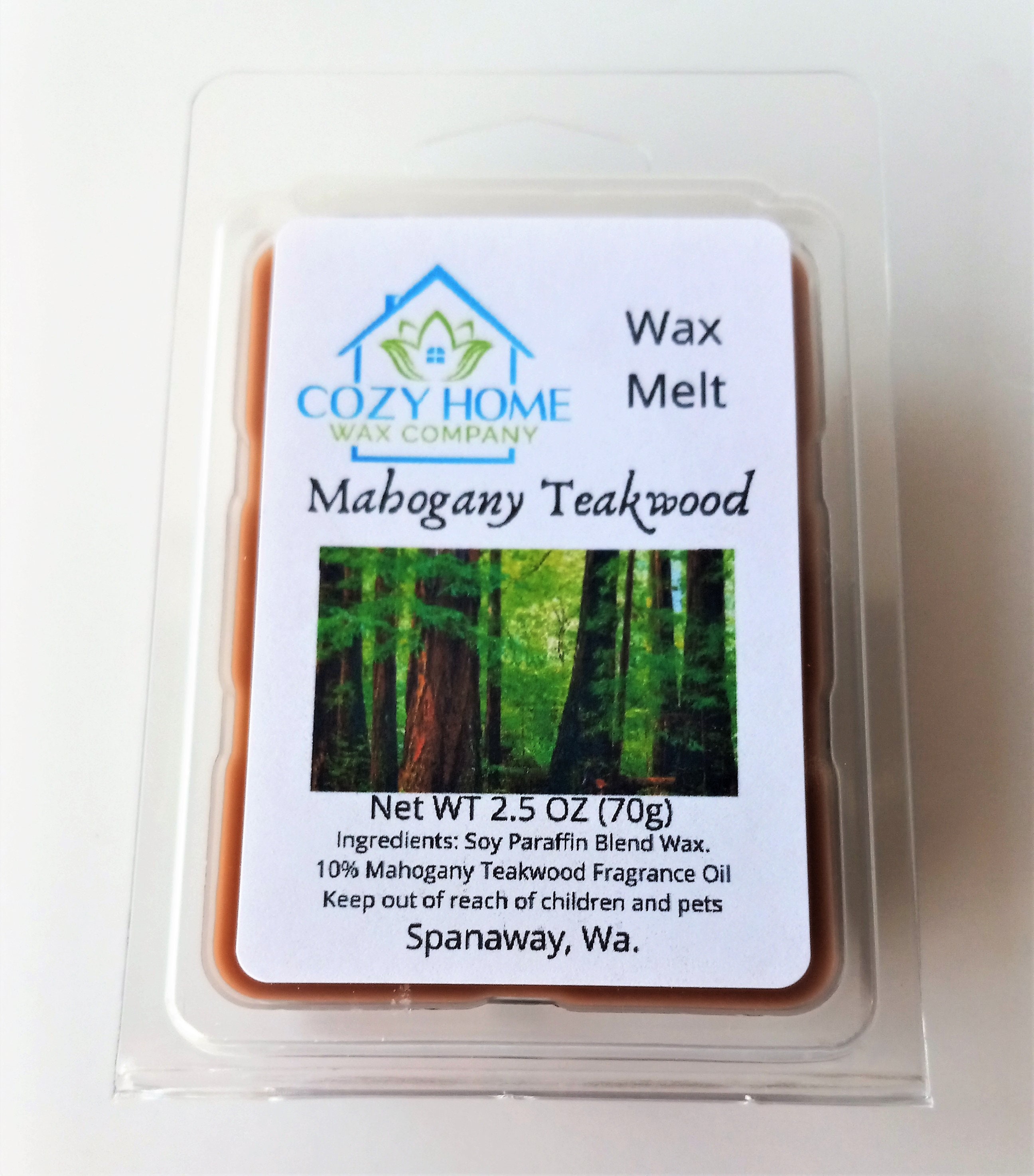 Mahogany Teakwood 2.5oz Wax Melt Strong Scent Gift Idea Wax 