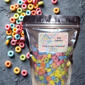 Fruit Loops Shaped and Scented Wax Embeds pack of wax embeds 9oz bag wax melt embed for candles fruity