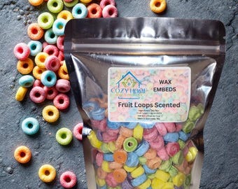 Fruit Loops Shaped and Scented Wax Embeds pack of wax embeds 9oz bag wax melt embed for candles fruity