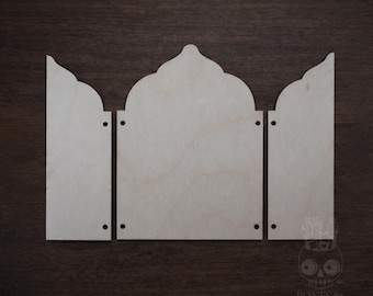 Ornate Arch Triptych Board, Folding Craft Panels for Collage, Decoupage, and Mixed Media