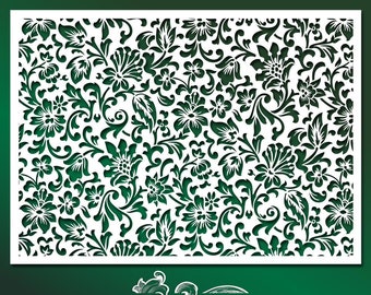 Furniture, Wall, Shabby Chic Stencil – Italian Floral Wallpaper Pattern (Furniture Print Transfer) #061
