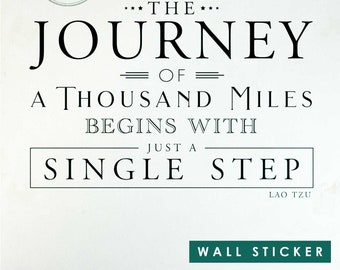 Wall & Window Sticker Motivational Quote "Journey begins with a single step" Vinilo Decal 096