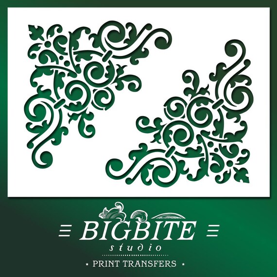 Shabby Chic Stencil Vintage Corner Scroll furniture Print Etsy