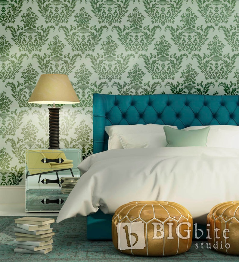 Pared, plantilla de muebles Damask Wallpaper Pattern 01 036 imagen 4