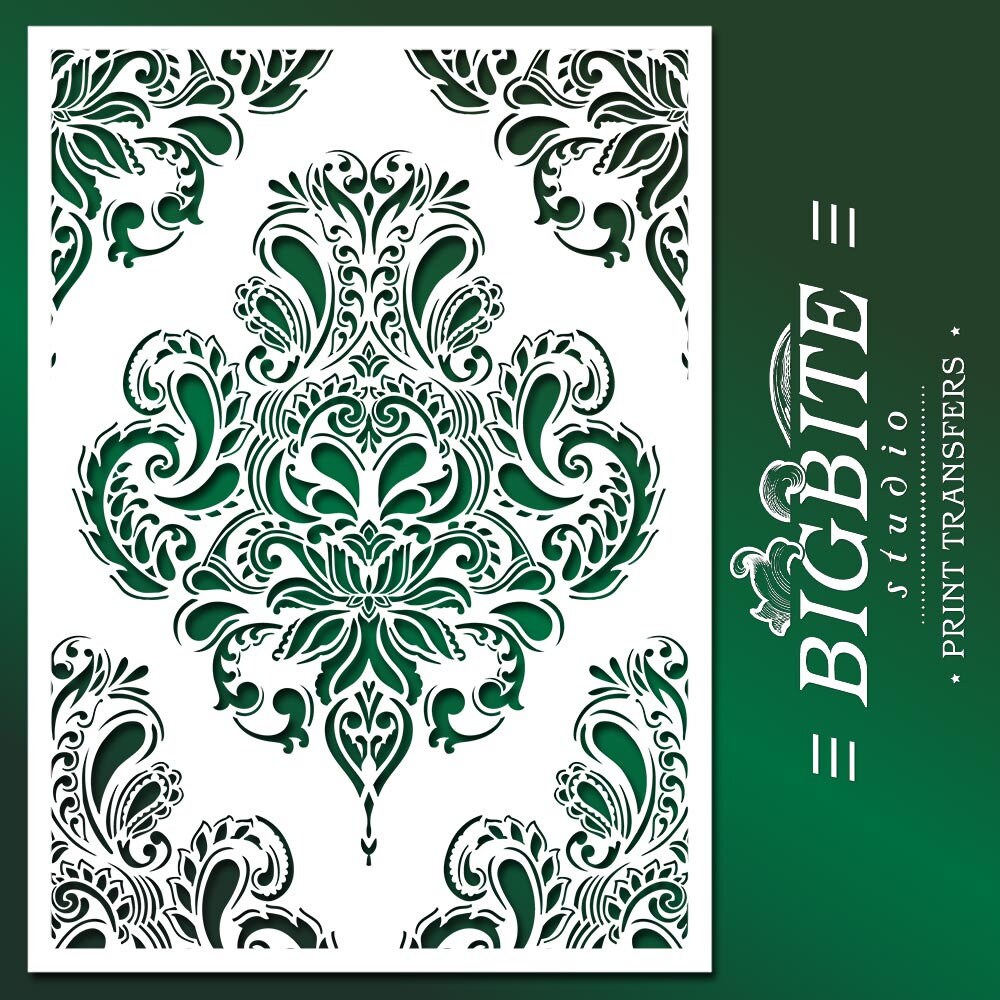 Shabby Chic Stencil Doodle Damask Wallpaper Pattern 044 | Etsy