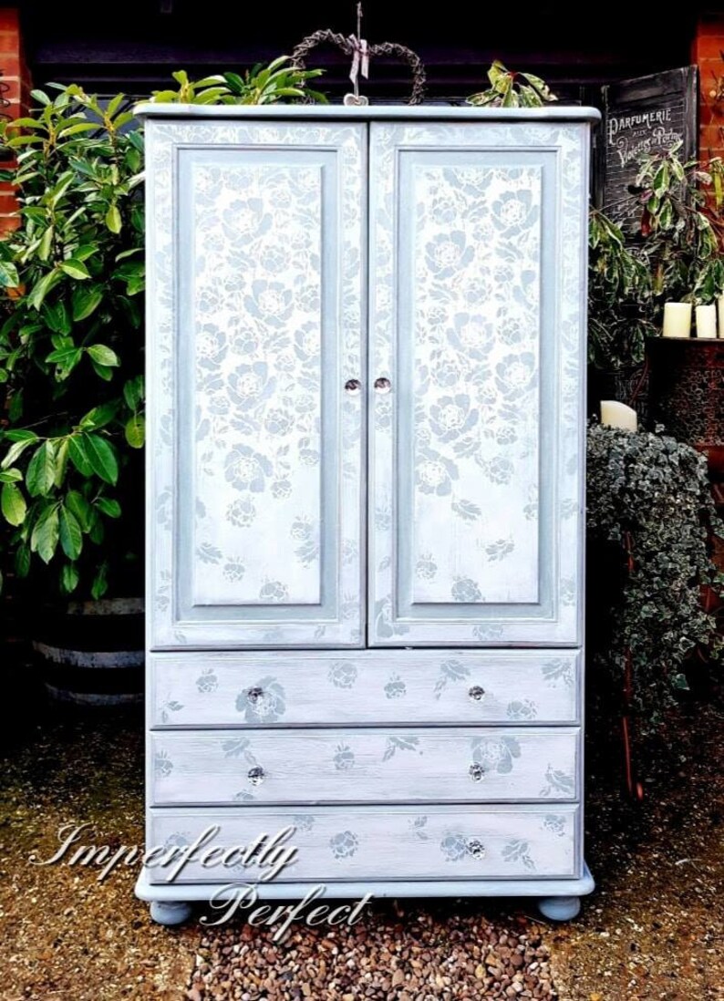 Shabby Chic Wall & Furniture Stencil Peony Flower Ornamental Etsy UK