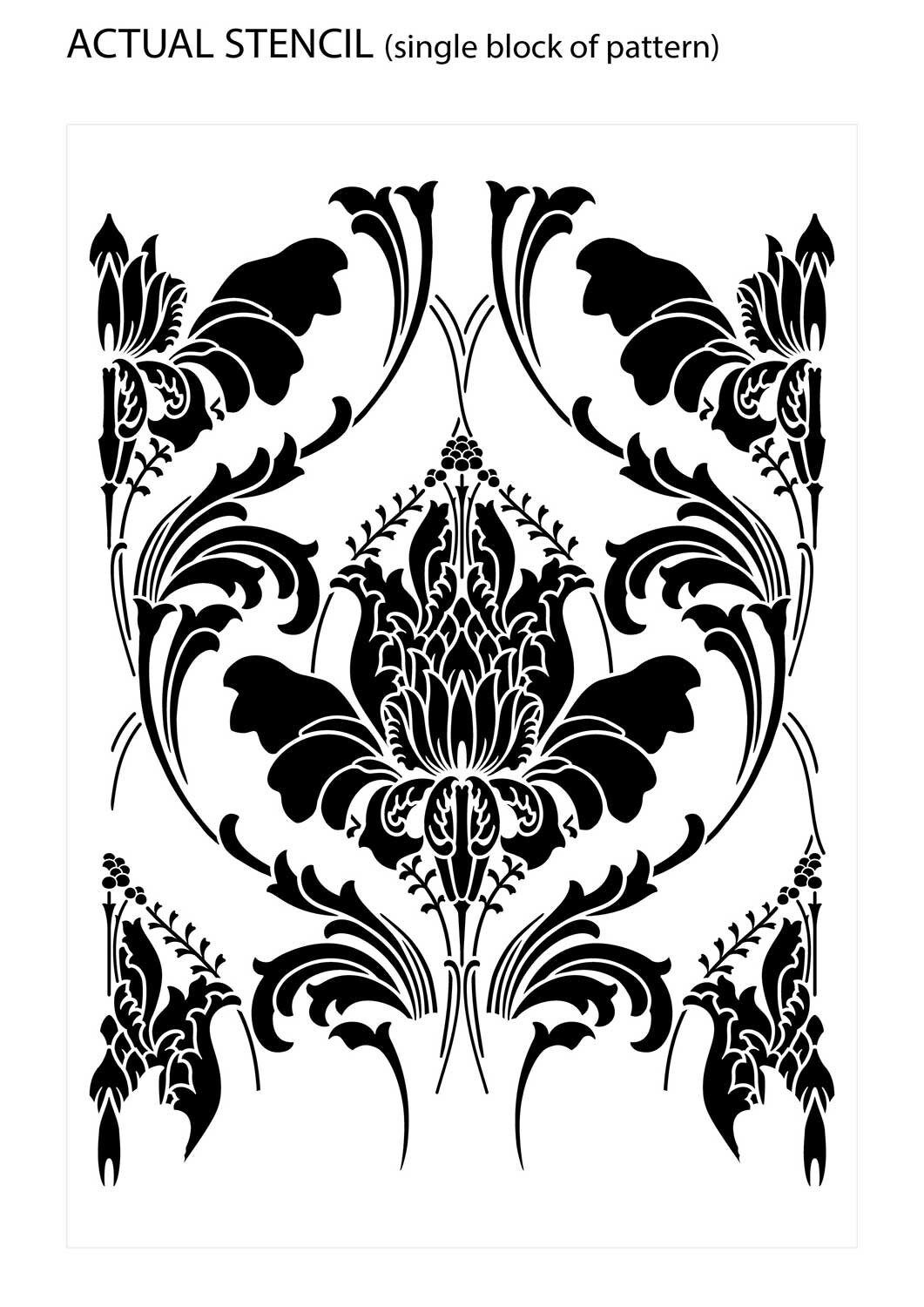 Floral Damask Pattern Stencil Art Nouveau Wallpaper 103 for Etsy