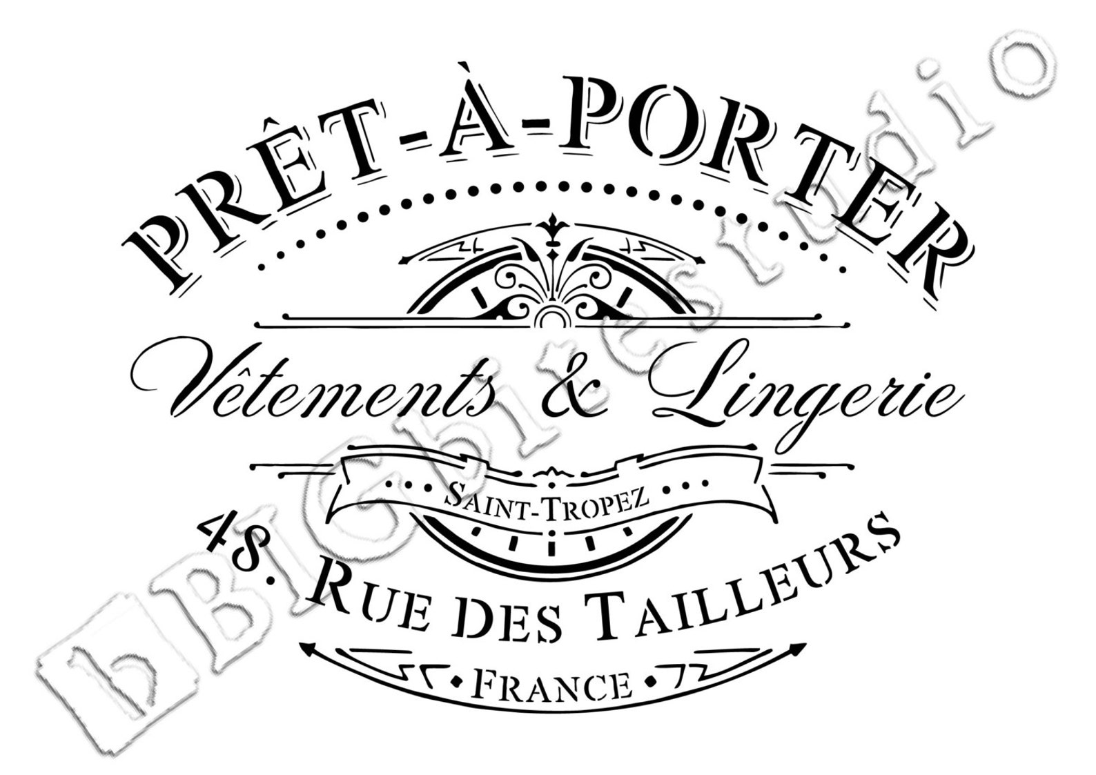 Shabby Chic Stencil Vintage French Pretaporter Advert Etsy UK