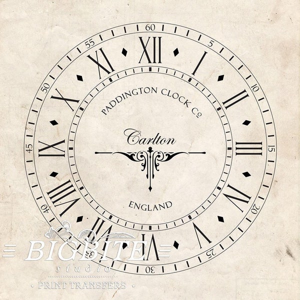 Water Decal Print transfer to furniture, wood or paper –Vintage Print Transfer – Water Decal Print Transfer – Old Clock Face #068