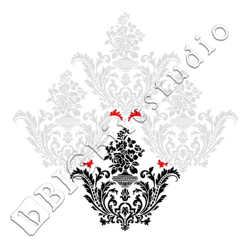 Pared, plantilla de muebles Damask Wallpaper Pattern 01 036 imagen 3