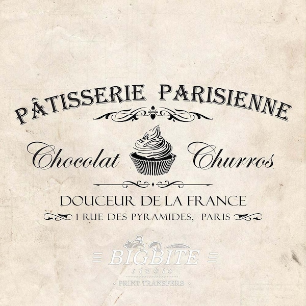 Décalcomanie à l’eau Transfert d’impression sur meubles, bois ou papier – vintage Français Décalcomanie à l’eau Pâtisserie Annonce #077