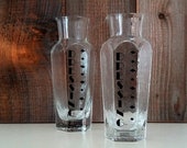 Set of 2 Sea Glasbruk Handmade Glass Salad Dressing Bottles. Vintage Scandinavian Design Sweden Swedish Mid Century Retro Modern