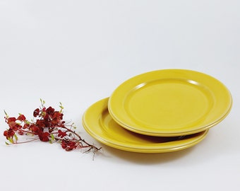 Set of 2 Höganäs Keramik SVERIGE Plates Ø 18 cm / Vintage Swedish Mid Century Modern Yellow Stoneware / Scandinavian Retro Made in Sweden