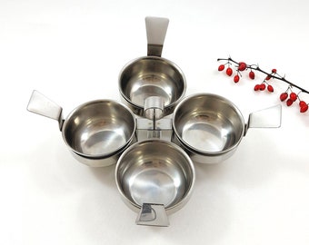 NilsJohan Sweden Stainless Steel Condiment Set / Vintage Mid Century Modern Snack Bowls / Scandinavian Retro Tableware