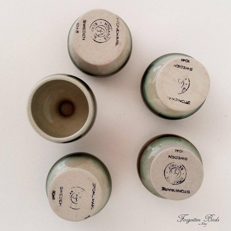 Set of 5 Vintage Scandinavian Design Swedish Sweden Mid Century Retro Modern H\u00f6gan\u00e4s Keramik Stoneware Footed Egg Cups