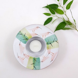 Vintage Swedish Studio Pottery Candle Holder / Scandinavian Retro Handmade Bird Tealight / Artist Signed Ceramics