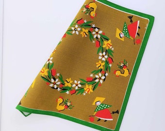 Scandinavian Vintage Easter Tablecloth Designed by Bodil Wallman BoWa / Swedish Retro Home Decor / Small Square Table Topper