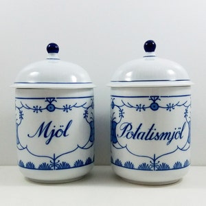 Two Kahla GDR BLAU SAKS Food Canisters with Lid / Vintage East Germany Porcelain Containers