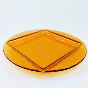 Scandinavian Glass Plate Ø 27.5 cm by Gösta Sigvard for Lindshammar / Vintage Swedish Art Glass / Mid Century Modern Made in Sweden