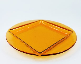 Scandinavian Glass Plate Ø 27.5 cm by Gösta Sigvard for Lindshammar / Vintage Swedish Art Glass / Mid Century Modern Made in Sweden
