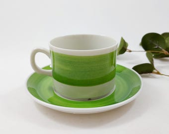 Gefle PASTELL Kaffeetasse mit Untertasse 150 ml von Eugen Trost / Vintage Schwedisches Mid Century Modern Geschirr / Skandinavisches Retro Porzellan