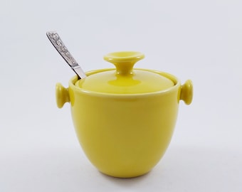 Eslau Stoneware Denmark Lidded Bowl  / Vintage Danish Mid Century Modern Yellow Jar / Scandinavian Retro Ceramic Pot Made in Denmark