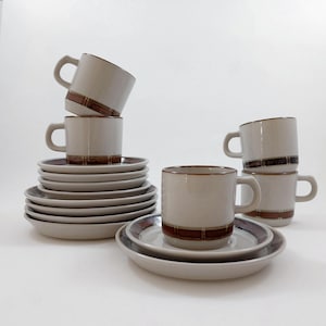 5 sets Desiree Denmark SELANDIA Demitasse Cup with Saucer & Plate 150 ml / Vintage Scandinavian Stoneware / Danish Mid Century Tableware