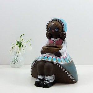Schwedische Vintage BLOMSTERFLICKA Blumenmädchen Figur von Gunnar Nyman/Retro Keramik Trockenblumenvase/Skandinavische Mid Century Modern