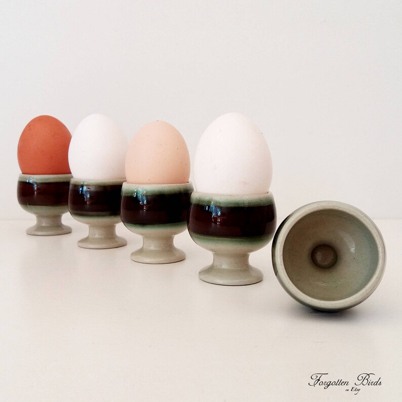 Set of 5 Vintage Scandinavian Design Swedish Sweden Mid Century Retro Modern H\u00f6gan\u00e4s Keramik Stoneware Footed Egg Cups