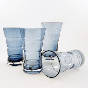 Set mit 4 SEA Glasbruk Bambus Trinkgläsern entworfen von Olle Brozén / schwedisches Vintage Glas / skandinavisches Barzubehör
