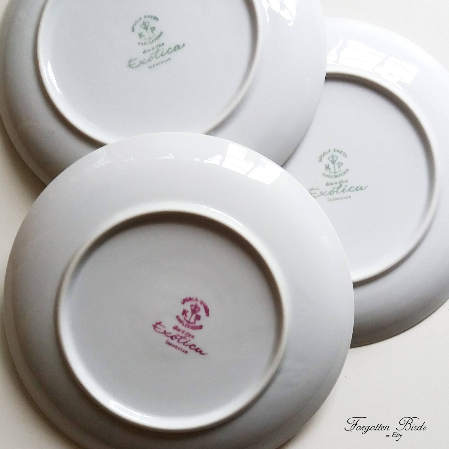 Set Fo 3 Upsala Ekeby Karlskrona EXOTICA Plates by Alf Jarnestad