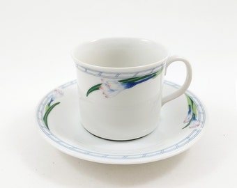 Rörstrand FLEUR Kaffeetasse mit Untertasse von Jackie Lynd / Vintage Schwedisch Mid Century Modern Demitasse / Skandinavische Retro Made in Sweden
