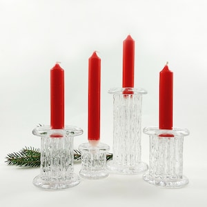 Set of 4 Kosta RURIK Candle Holders Designed by Ann & Göran Wärff / Vintage Swedish Mid Century Modern Art Glass / Scandinavian Retro
