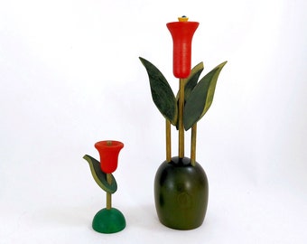 Vintage Wooden Flowers / Aarikka Stand Alone Tulips /  / Scandinavian Retro Made in Finland