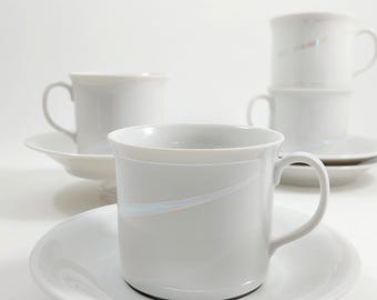 Rörstrand CLAIR DE LUNE Kaffekopp & fat Set om 4 av Suzanne Öhlén / Vintage svensk servis / Scandinavian Retron Kitchen