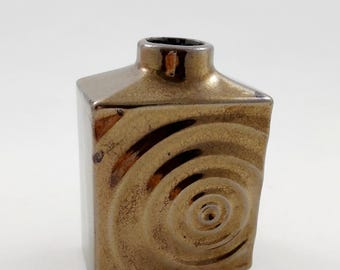Steuler Keramik ZYKLON Vase 190/10 - Copper Lustre Glaze - Vintage West Germany Op Art
