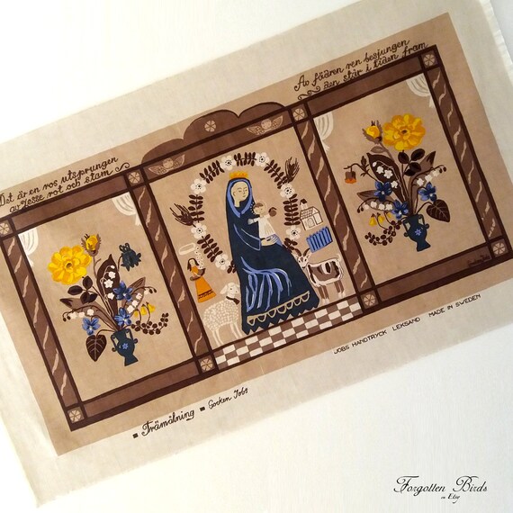 スウェーデン　Jobs Handtryck ヨブス　Bengt Hjertén Jobs Handtryck Screen Print Linen Designed by Gocken Jobs