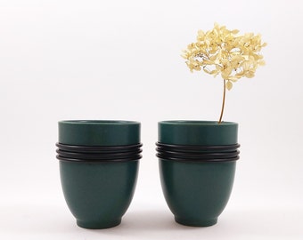 Two Höganäs APOLLO Cups 300 ml by Kristina Stark / Vintage Swedish Mid Century Modern Green Stoneware / Scandinavian Retro Made in Sweden