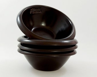 Set of 4 Höganäs Keramik Breakfast Bowls / Vintage Swedish Mid Century Modern Brown Stoneware / Scandinavian Retro Made in Sweden