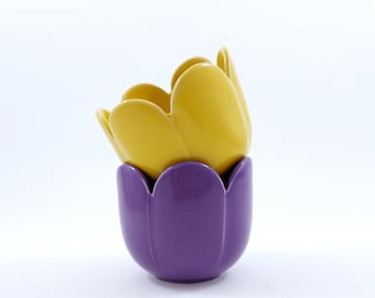 2er Set Högan Keramikäs Tulip Kerzenhalter / Vintage Kerzenständer aus Schweden / Mid Century / Modern aus Steinzeug / Made in Sweden