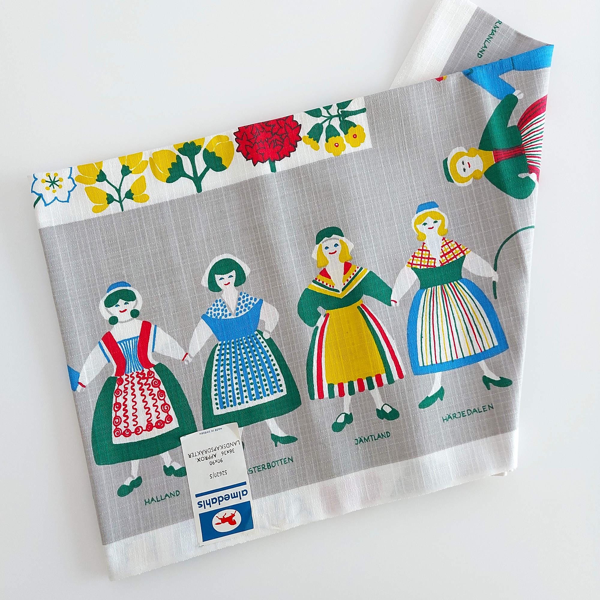 Scandinavian Vintage Almedahls Tablecloth / Swedish Folk Art